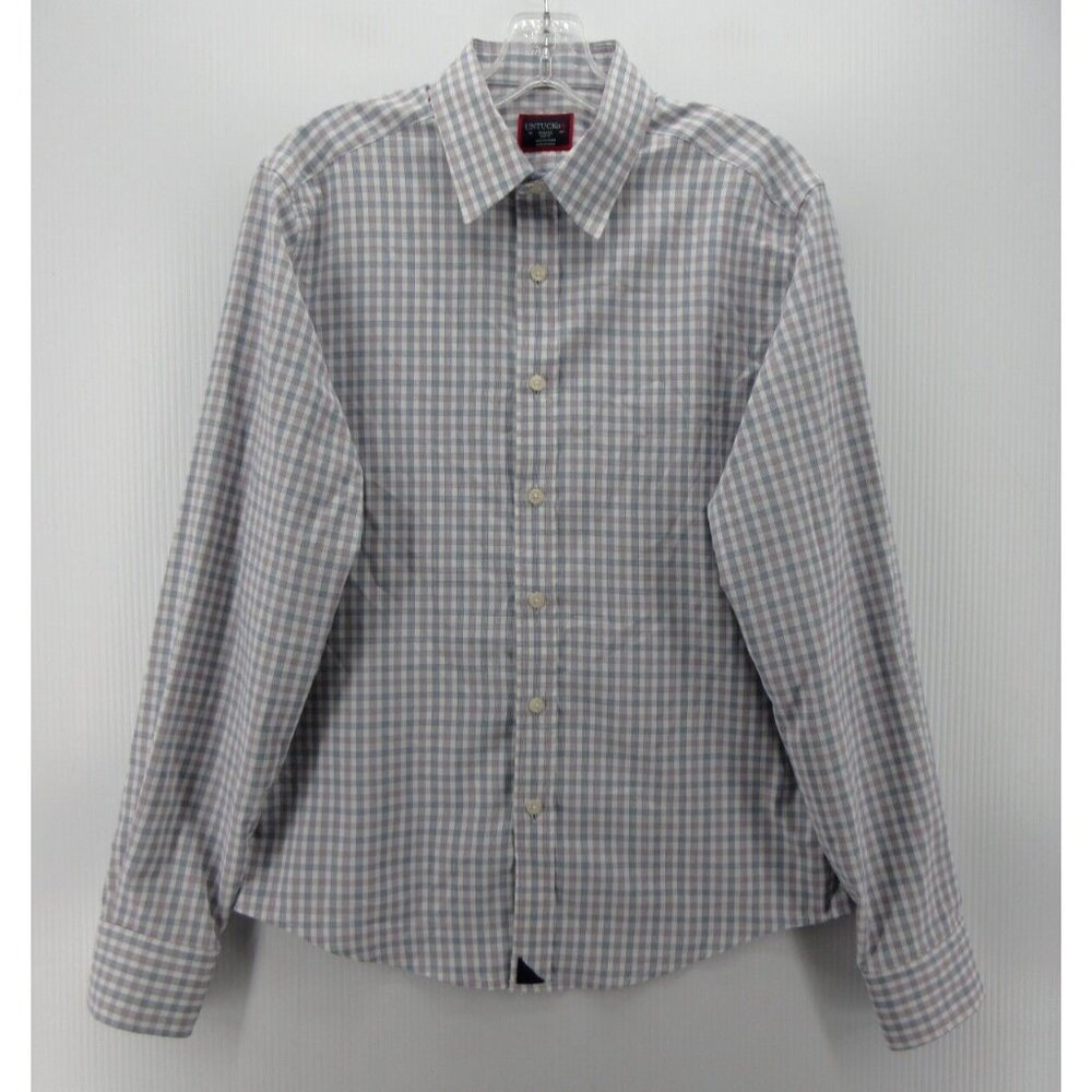 Untuckit Shirt Small Button Up Plaid Slim Fit Preppy Traveler Commuter